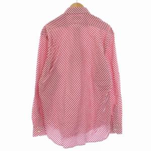 ETRO シャツ 長袖 ストライプ柄 イタリア製 42 XXL 赤 レッド 白 ホワイト