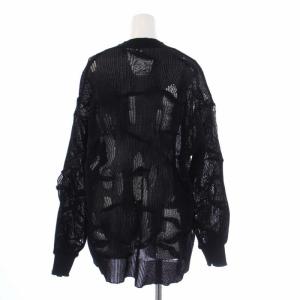 Ameri VINTAGE 23SS MEDI TUCK DAMAGE KNIT TOP ダメージニット カットソー 長袖 シアー F 黒 ブラック
