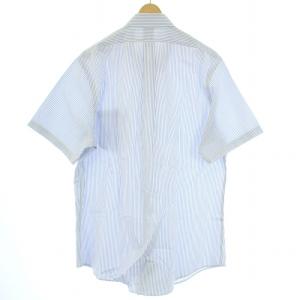 Brooks Brothers REGENT ボタンダウンシャツ カジュアルシャツ 半袖 ストライプ柄 17 XL ?? ブルー 白 ホワイト