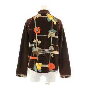 LEONARD SPORT ブルゾン ジャケット ジップアップ スタンドカラー 総柄 花柄 M 茶 ブラウン マルチカラー