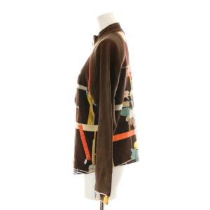 LEONARD SPORT ブルゾン ジャケット ジップアップ スタンドカラー 総柄 花柄 M 茶 ブラウン マルチカラー