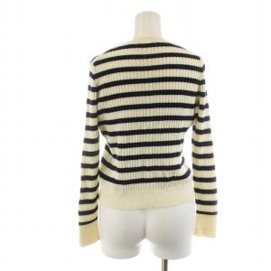 ANAYI リブニット 長袖 ボーダー柄 ラメ ロープ編み 36 S アイボリー 紺 ネイビー 102128-16-760-02-360