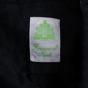 Finamore カッタウェイシャツ 長袖 リネン イタリア製 M 紺 ネイビー