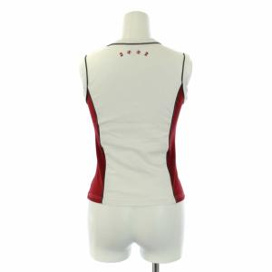 CELINE ヴィンテージ カットソー ノースリーブ クルーネック ロゴ S 白 ホワイト 赤 レッド