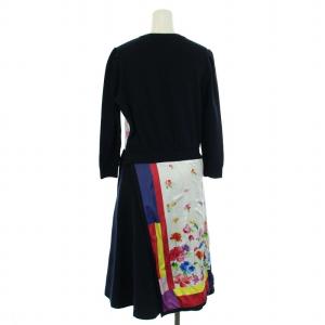 Chesty 18SS ワンピース ニット 長袖 ひざ丈 花柄 総柄 2WAY 1 S 紺 ネイビー マルチカラー 11S522.