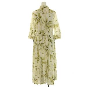 Diagram 23SS アンスリウムプリントワンピース シャツワンピース ロング 五分袖 花柄 36 S 緑 グリーン 白 ホワイト 0323131129