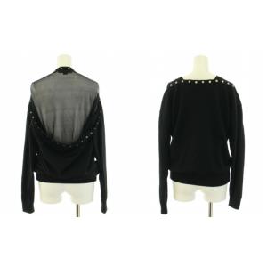 alexanderwang ニットカーディガン Vネック 長袖 ハイゲージ 2way メリノウール 絹 シルク S 黒 ブラック