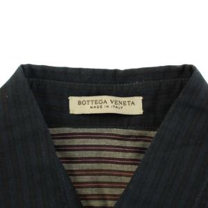 BOTTEGA VENETA ドレスシャツ スタンダードカラー 長袖 ストライプ柄 コットン 38/15 S グレー 紺 ネイビー