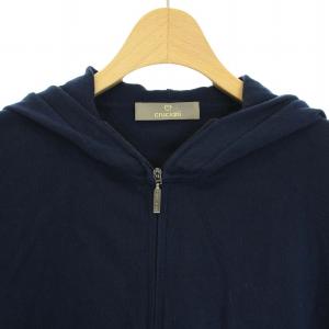 Cruciani コットンニットジップアップパーカー 長袖 フード 46 S 紺 ネイビー CU3175