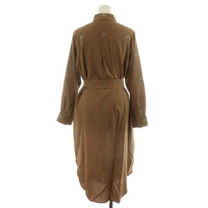 Grace Class 20AW リボンモチーフシャツワンピース ミモレ ロング 長袖 36 S 茶 ブラウン 31100