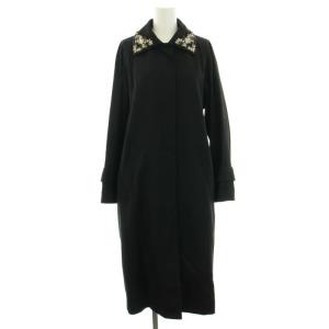 Diagram GRACE CONTINENTAL 18AW ステンカラーロングコート アウター 比翼ボタン ビジュー装飾 ウール混 34 XS 黒 ブラック