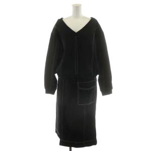 20AW セットアップ 上下 切替ドロストカットトップ 切替イレヘムカットスカート タイトスカート ミモレ ロング トレーナー