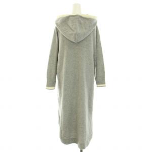 Grace Class 21AW フードニットワンピース ロング 長袖 ウール 36 S グレー 白 ホワイト