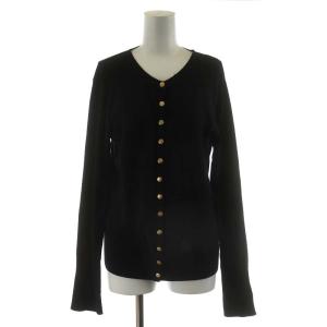 カーディガン 長袖 コットン 金ボタン 3 L 黒 ブラック EV46J155