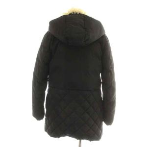 MAX&CO. ダウンコート ジップアップ ミドル フード スタンドカラー リボン ファー シープスキン 38 S 黒 ブラック ベージュ