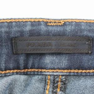 PRADA 2015年 デニム スキニーパンツ USED加工 25 青 ブルー
