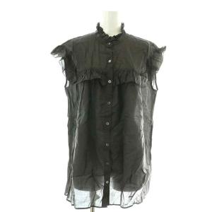 21SS コットンノースリーブフリルブラウス シャツ フリルカラー F チャコールブラウン 21051200210020