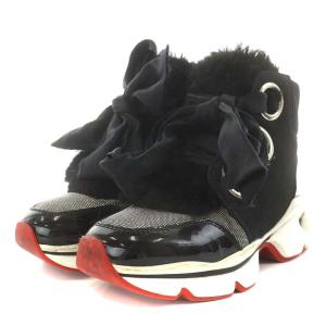 Christian Louboutin MARELLASKI FLAT スニーカー レースアップ リボン 22.0cm ブラック