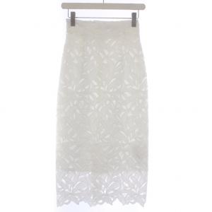23SS レースタイトスカート ミモレ ロング スリット 0 S 白 ホワイト SWFS232009