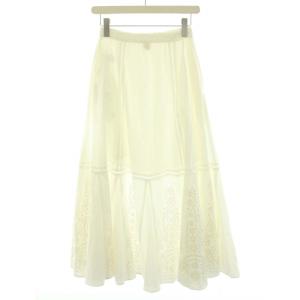 Ron Herman レースフレアスカート ロング マキシ パンチングレース 花柄 イージー XS 白 ホワイト