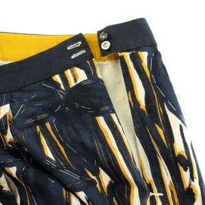 Pal'las Palace スカート ロング ミモレ フレア 総柄 ストライプ柄 2 M 紺 ネイビー 黄 イエロー