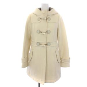 ダッフルコート ミドル フード 裏地チェック ウール ナイロン 38 M 白 ホワイト E1B25-889-02