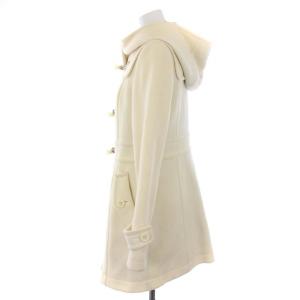 BURBERRY BLUE LABEL ダッフルコート ミドル フード 裏地チェック ウール ナイロン 38 M 白 ホワイト E1B25-889-02
