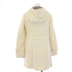 BURBERRY BLUE LABEL ダッフルコート ミドル フード 裏地チェック ウール ナイロン 38 M 白 ホワイト E1B25-889-02