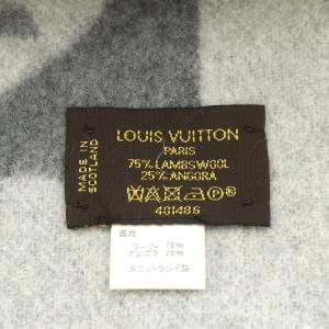 LOUIS VUITTON 401486 モノグラム エシャルプ カーディフ マフラー フリンジ グレー