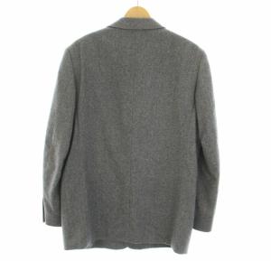 Papas テーラードジャケット ブレザー 背抜き シングル カシミヤ100％ 48 M 青 ブルー グレー