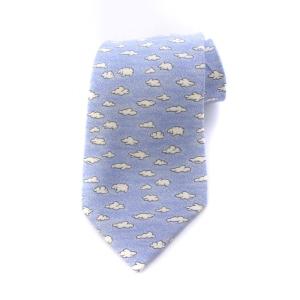ネクタイ 雲 総柄 絹 シルク100％ 青 ブルー