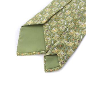 HERMES ネクタイ 天気 ロケット 気球 総柄 絹 シルク100％ 緑 グリーン