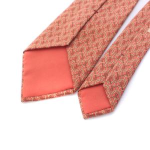 HERMES ネクタイ リング 総柄 絹 シルク100％ オレンジ