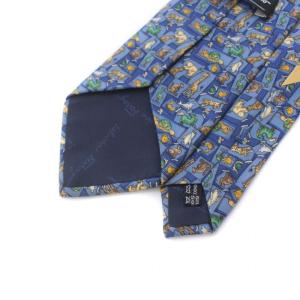 Salvatore Ferragamo ネクタイ 動物 総柄 絹 シルク100％ 青 ブルー