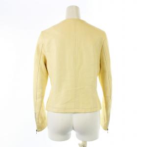 GRACE CONTINENTAL ノーカラーラムジャケット ライダースジャケット シングル ジップアップ 羊革 36 S アイボリー 17104075