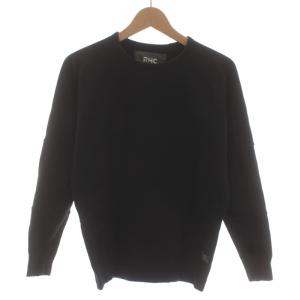 スウェット トレーナー 長袖 クルーネック ロゴ刺繍 S 黒 ブラック