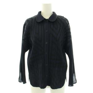 PLEATS PLEASE ISSEY MIYAKE イッセイミヤケ シャツ 4 ネイビー ブラック