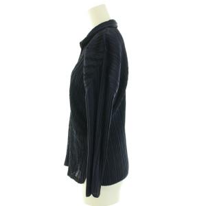 PLEATS PLEASE ISSEY MIYAKE イッセイミヤケ シャツ 4 ネイビー ブラック