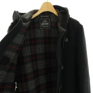 GLOVERALL ダッフルコート アウター ミドル フード 英国製 裏地チェック柄 ウール 黒 ブラック