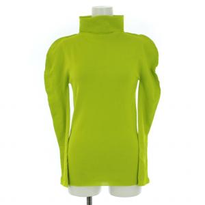 me ISSEY MIYAKE ARCH PLEATS MI22KJ432 カットソー 変形 タートルネック ストレッチ 長袖 M 黄緑