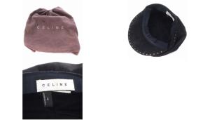CELINE ヴィンテージ キャスケット スタッズ スエード レザー M 黒 ブラック