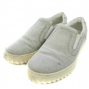 スリッポン スニーカー シューズ ガンチーニ グリッター 6C 23.5cm シルバー