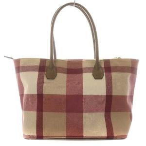 BLUE LABEL CRESTBRIDGE クレストブリッジチェック トートバッグ ハンドバッグ ショルダーバッグ レザー PVC ベージュ 赤 レッド 55101-621-14