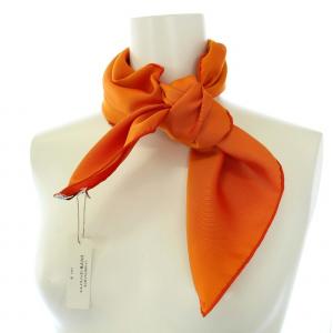 HERMES カレ70 シルク100％ スカーフ ロゴ オレンジ