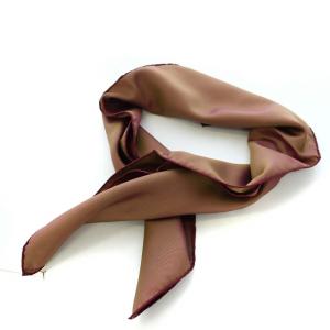 カレ70 ロゴ シルク100％ スカーフ 茶 ブラウン