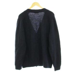 UNITED ARROWS シャギードッグ ニットカーディガン Vネック アルパカ混 L 紺 ネイビー