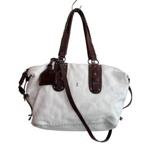 HENRY BEGUELIN 編み込み レザー ハンド ショルダー 2WAY バッグ ホワイト ブラウン 白 茶