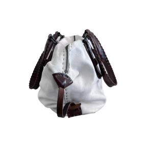 HENRY BEGUELIN 編み込み レザー ハンド ショルダー 2WAY バッグ ホワイト ブラウン 白 茶