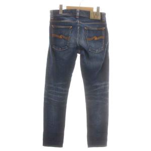 Nudie Jeans デニムパンツ ジーンズ ボタンフライ USED加工 パッチワーク ストレッチ W28 L30 S 紺 ネイビー