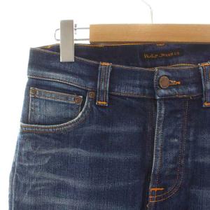 Nudie Jeans デニムパンツ ジーンズ ボタンフライ USED加工 パッチワーク ストレッチ W28 L30 S 紺 ネイビー